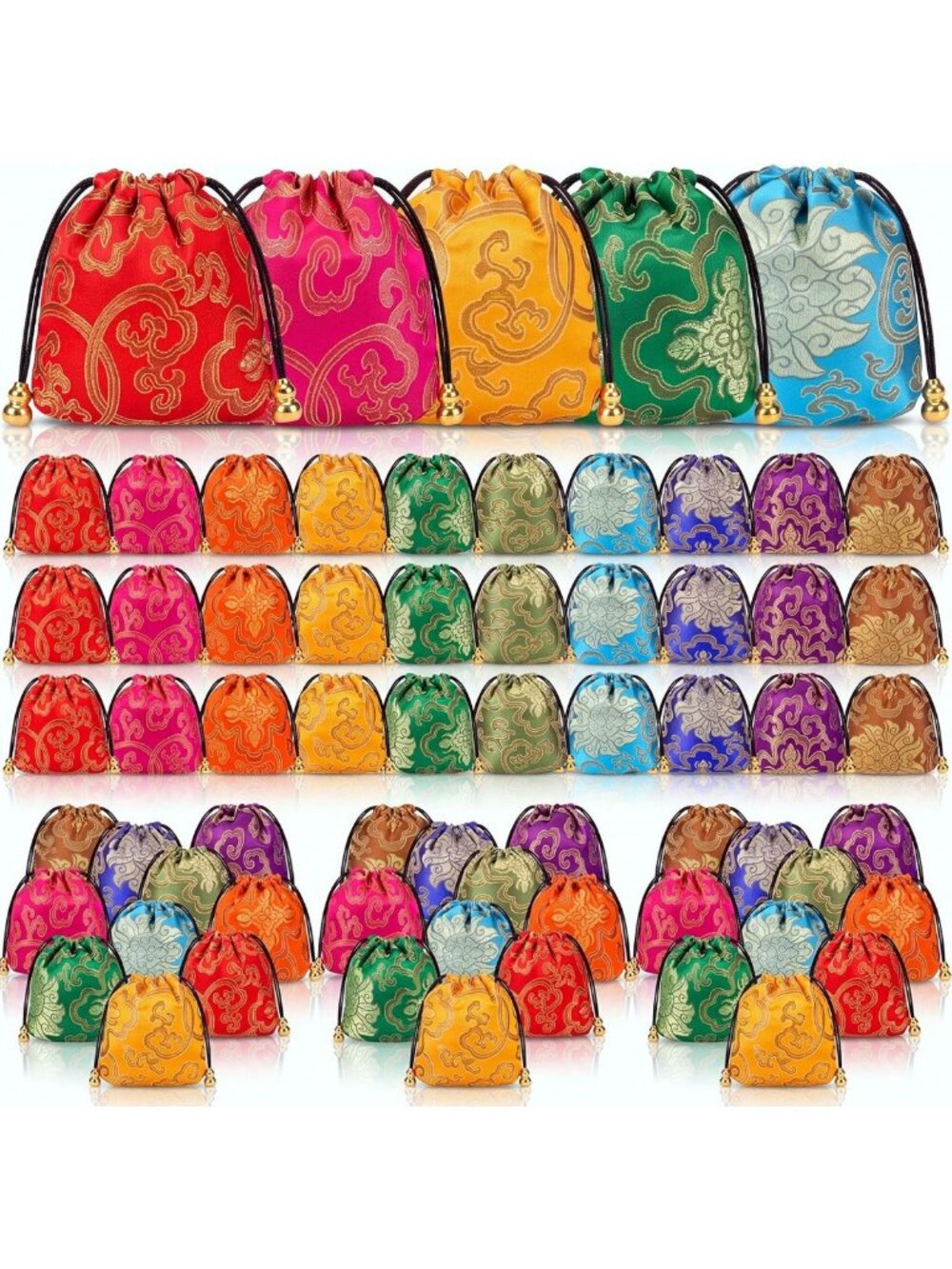 60 Pcs Potli Bags Bulk - Indian Return Gifts for Women, Diwali & Festivals